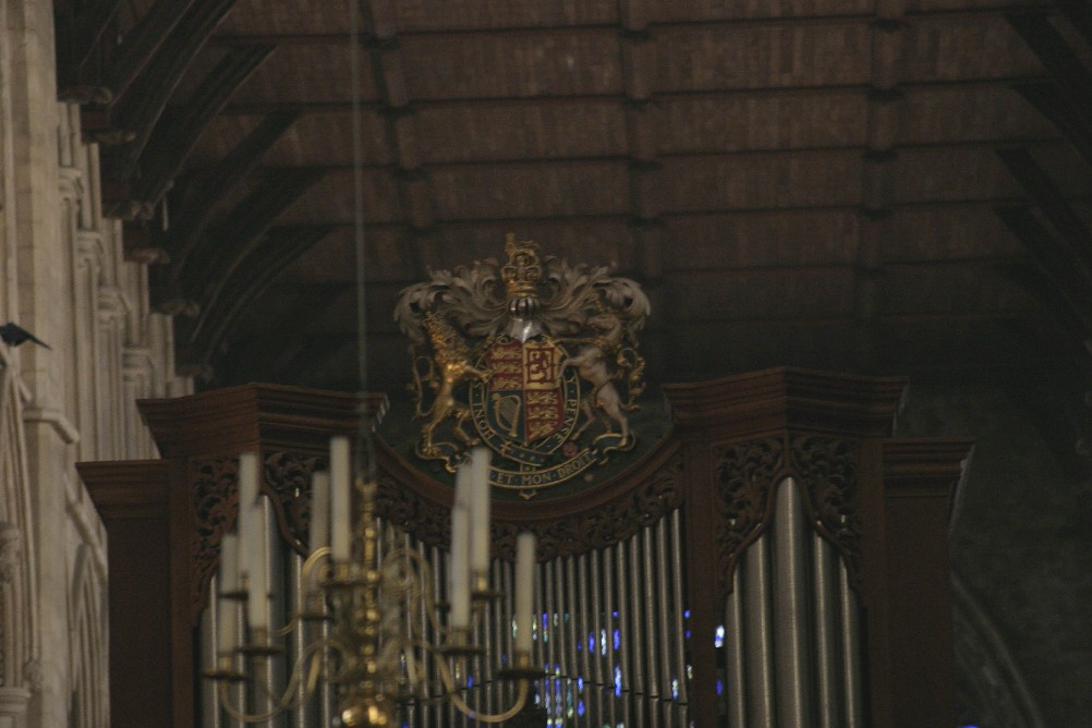 Royal Coat of Arms on the Organ at St Albans Cathedral, formerly Abbey!