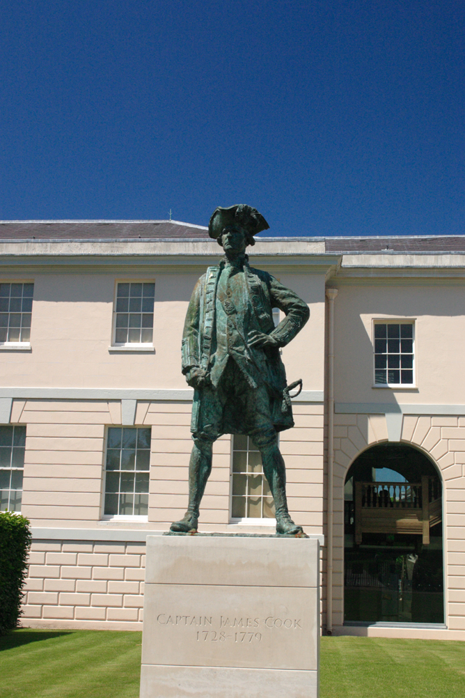 Statue of Captain James Cook outside the National Maritime Museum Greenwich.