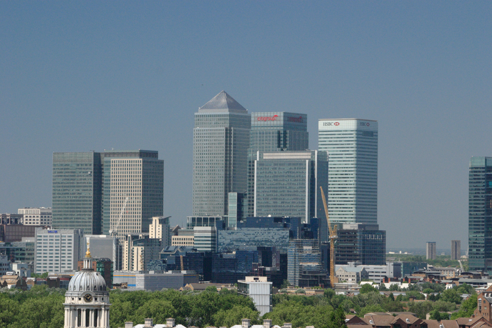 Canary Wharf as seen from Greenwich Observatory